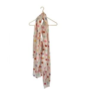 Galeries Lafayette Paris Multi Color Polka Dot Long Rectangle Designer Scarf